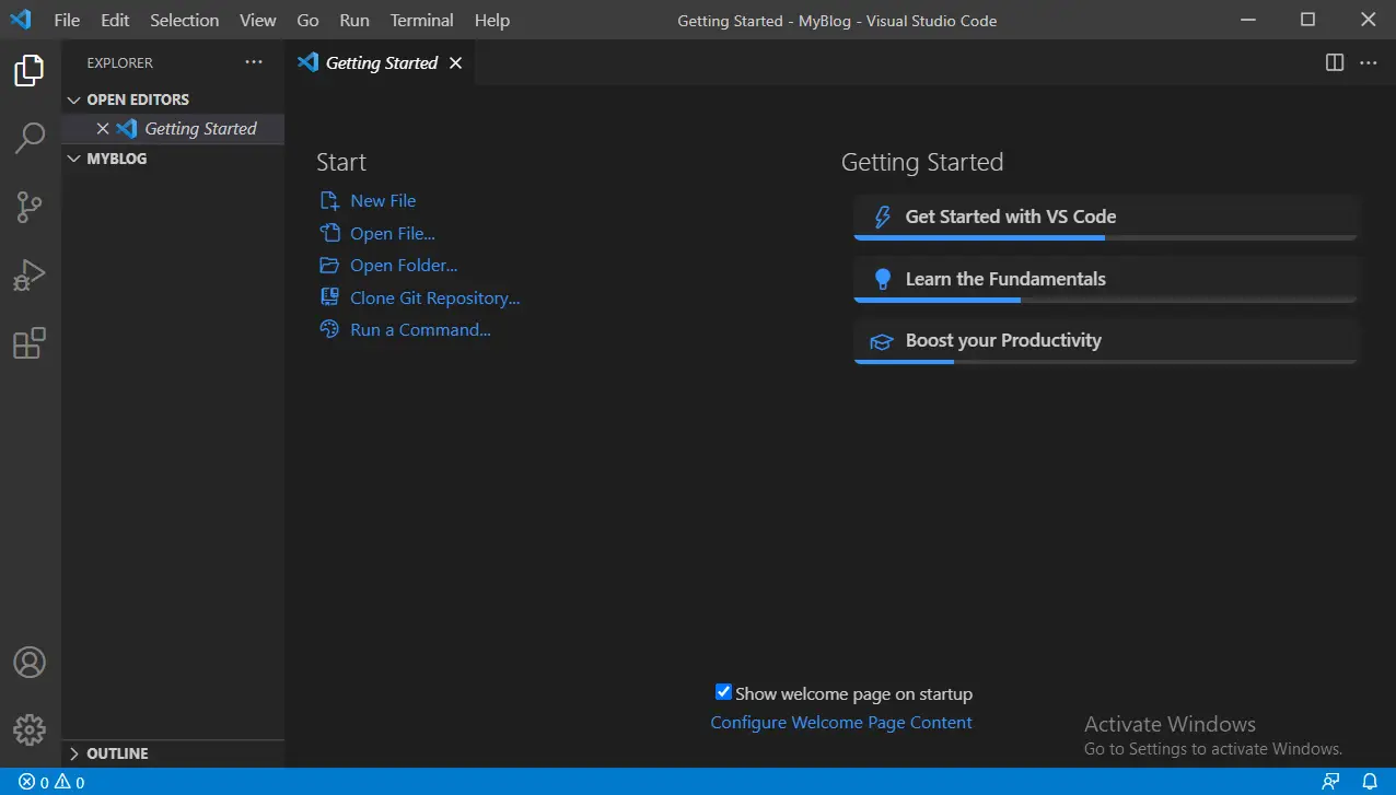 Your workspace is now ready in Visual Studio Code.