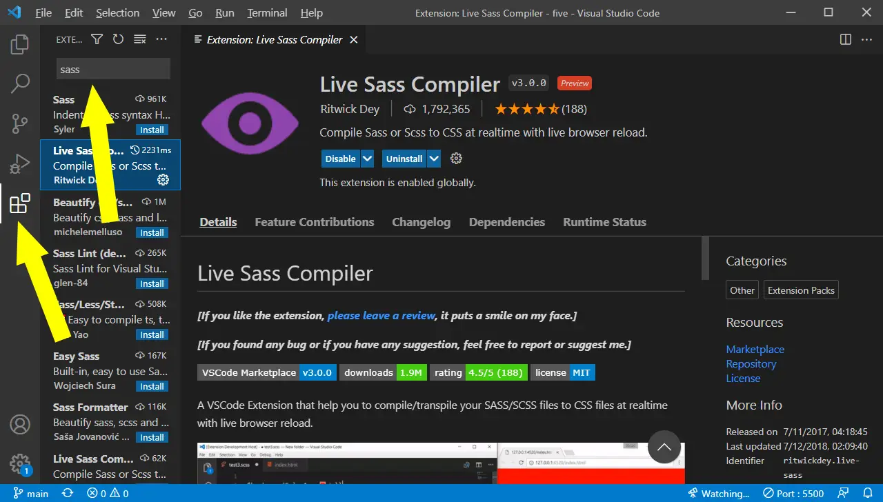 How to install Live SASS Compiler